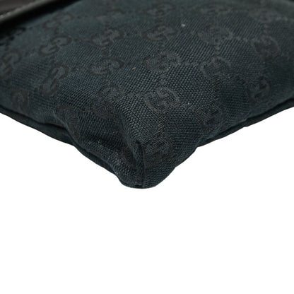 Gucci Gg Canvas Waist Bag/Shoulder Bag 28566 Black Leather