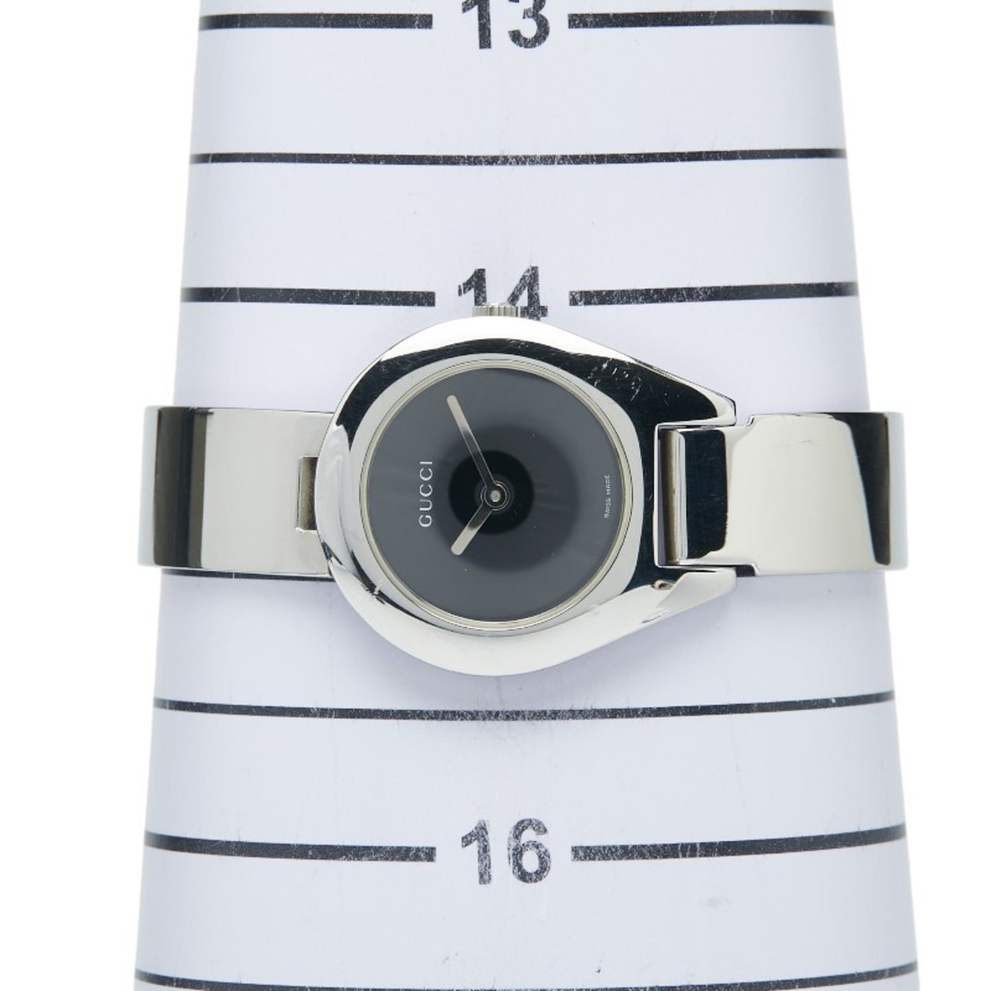 Gucci Bangle Watch 6700L Quartz Black Dial Stainless Steel