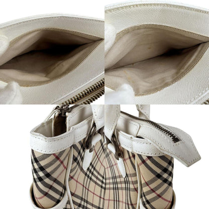 Burberry Handbag Leather Nylon Canvas White/Beige