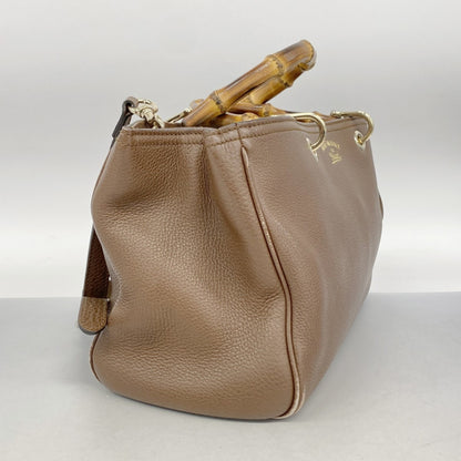 Gucci Bamboo Handbag 323660 Leather Brown Champagne 2-Way Bag