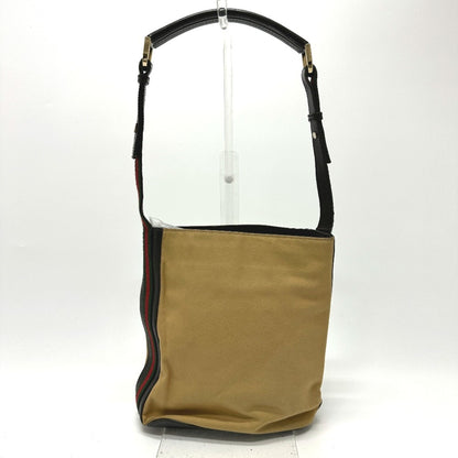 Gucci 001-4286 Vintage Sherry Line Bucket Shoulder Bag In Leather/Canvas