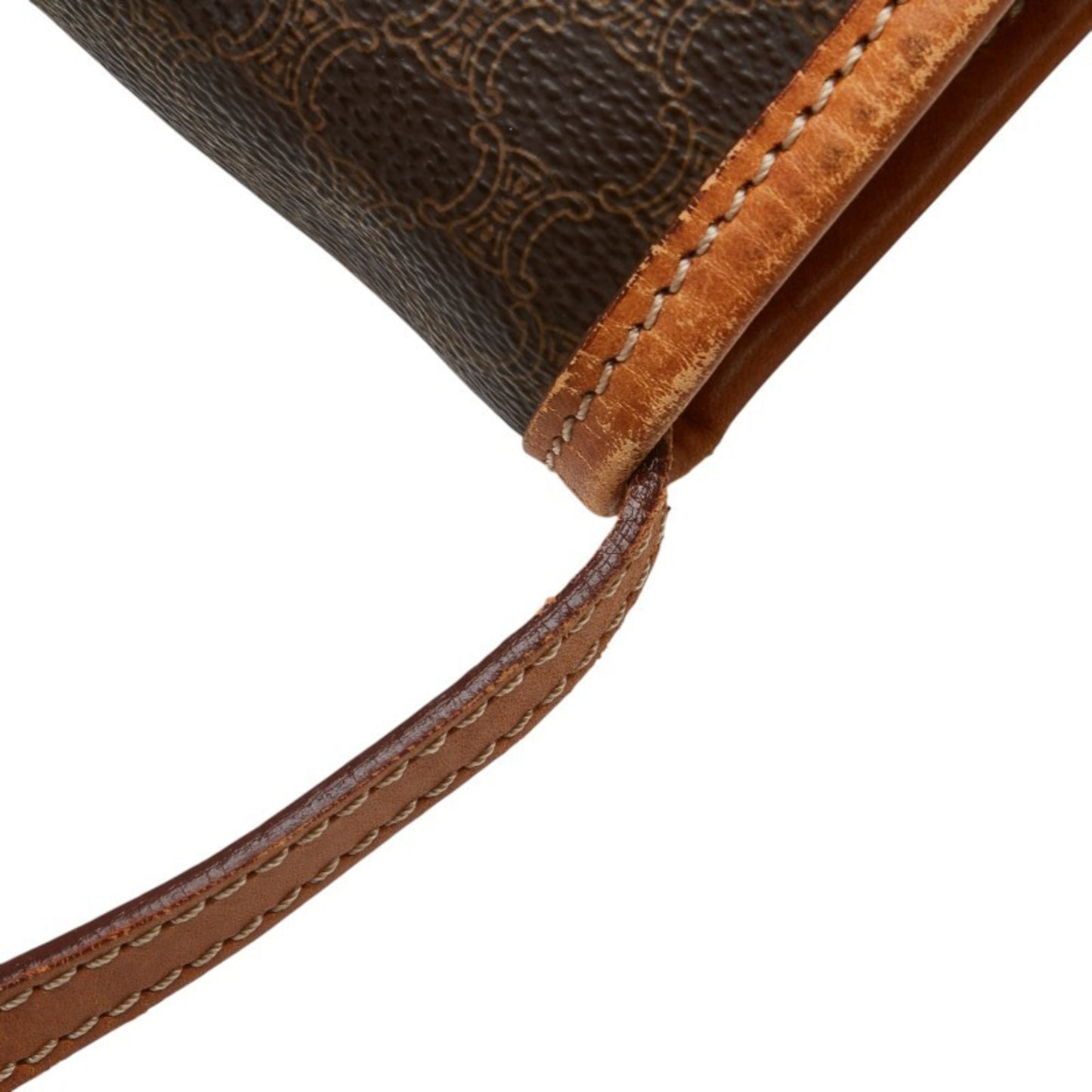 Celine Macadam Shoulder Bag Brown Leather