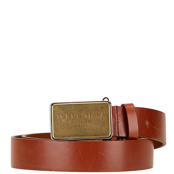 Dolce & Gabbana Logo Plate Belt 90.36 Bc3793 Brown Leather