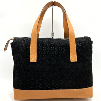 Celine C Macadam Tote Bag Handbag Black Suede Leather