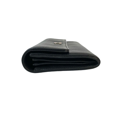 Chanel Coco Mark Clover Motif Leather Long Wallet