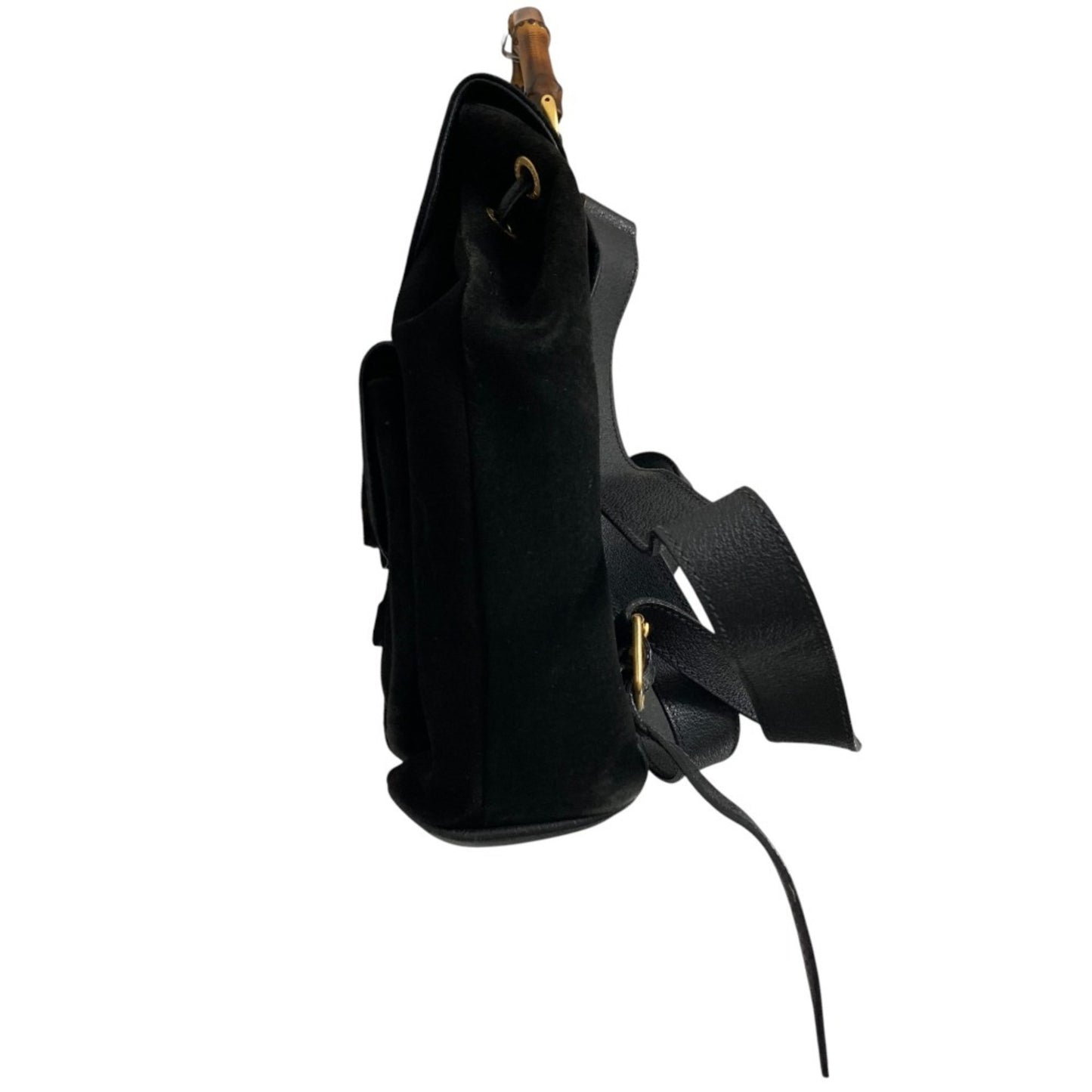 Gucci Suede Leather Bamboo Backpack 2058 Black