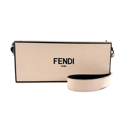 Fendi Shoulder Bag Box Horizontal Leather Pink Beige X Black
