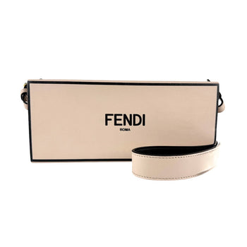 Fendi Shoulder Bag Box Horizontal Leather Pink Beige X Black