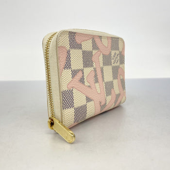 Louis Vuitton Damier Azur Tahiti Zippy Coin Purse N60098 White/Pink