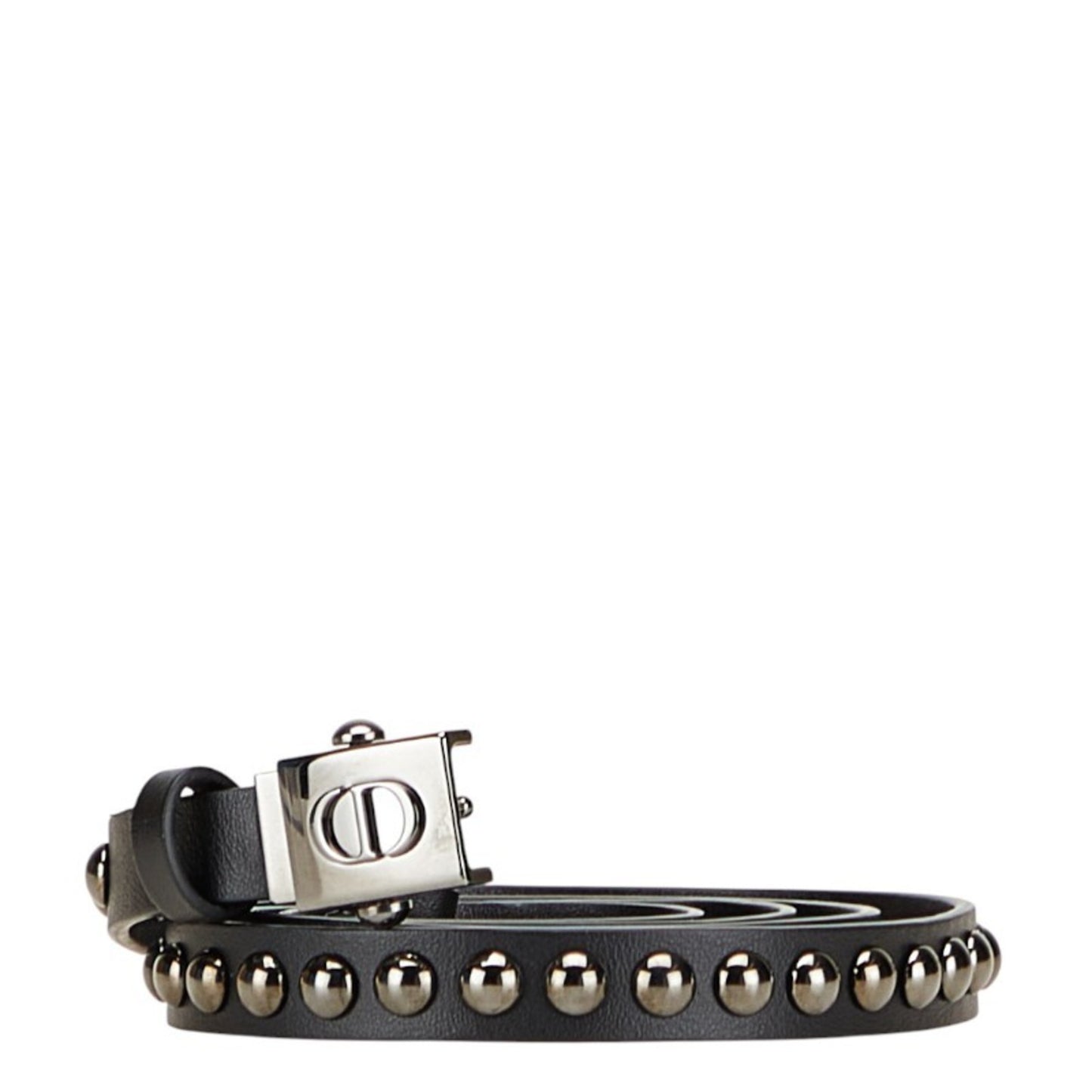 Christian Dior Dior Cd Logo Studded Belt In Black Leather