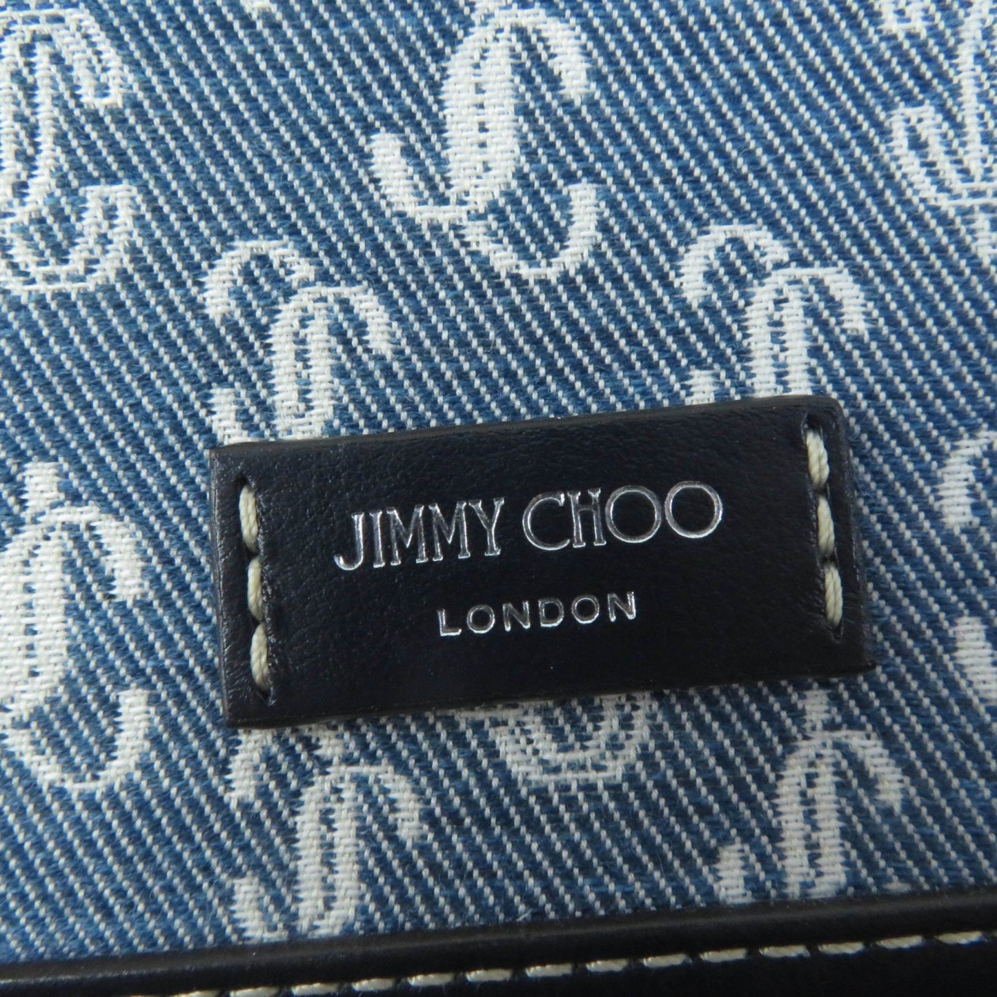 Jimmy Choo Casey Jc Monogram Denim Leather Wallet/Coin Case