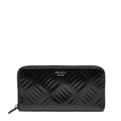 Prada Logo Long Wallet With Round Zipper