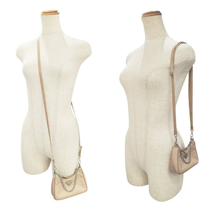 Prada Prada Mini Nylon Shoulder Bag In Beige