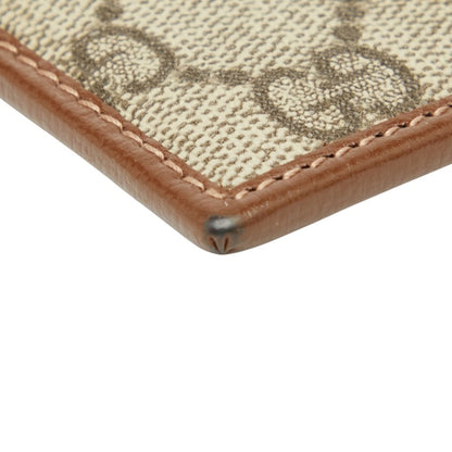 Gucci Gg Supreme Business Card Case 673002 Beige Brown Leather