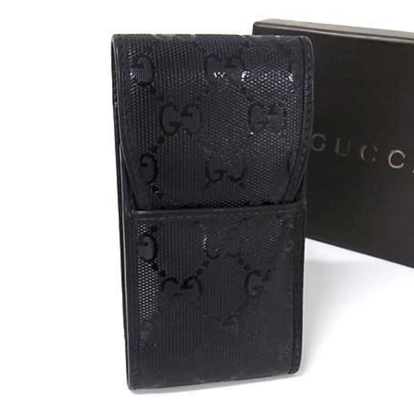 Gucci Gg Imprime Cigarette Case 181716 Black Leather