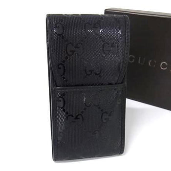 Gucci Gg Imprime Cigarette Case 181716 Black Leather