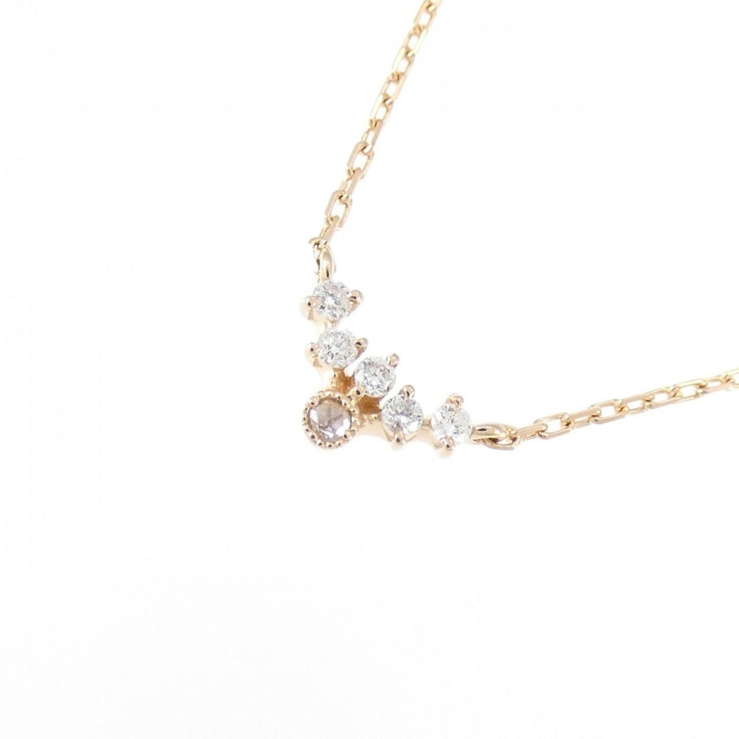 Agete Agate Diamond Necklace 0.03Ct