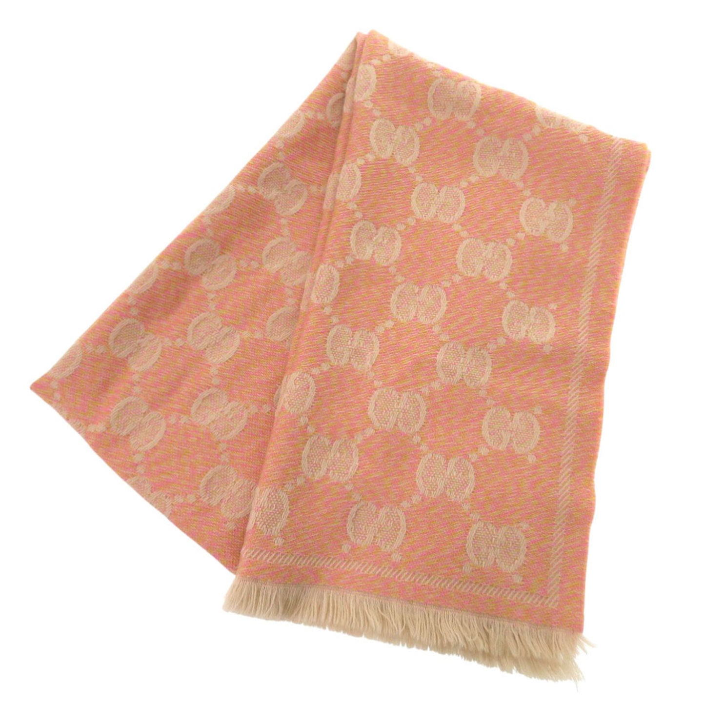 Gucci 627011 Wool Pink Stole Scarf Yellow 0504 Gucci