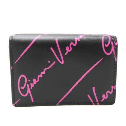 Versace All-Over Pattern Women'S Leather Wallet (Tri-Fold) Black