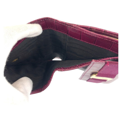 Salvatore Ferragamo Vara Embossed Wine Red Leather Wallet With Gold Hardware