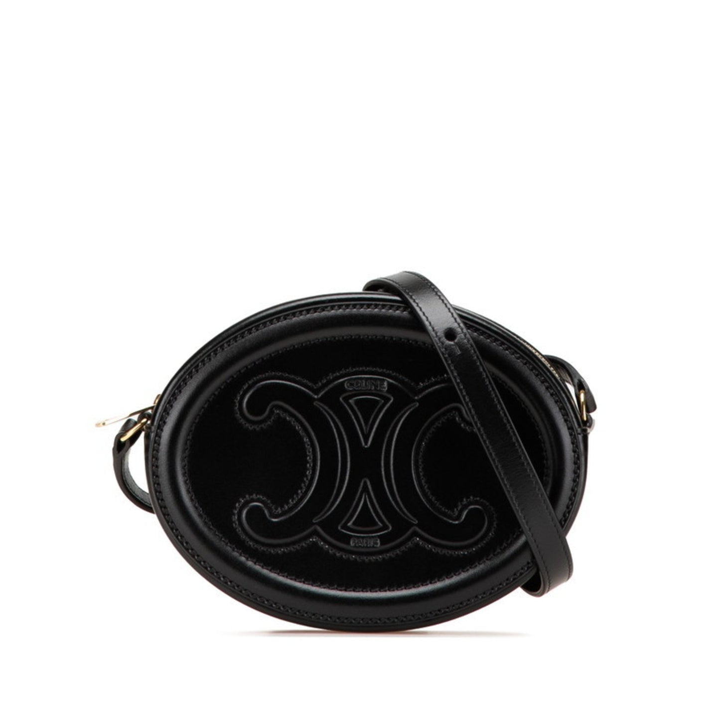 Celine Triomphe Shoulder Bag In Black Leather