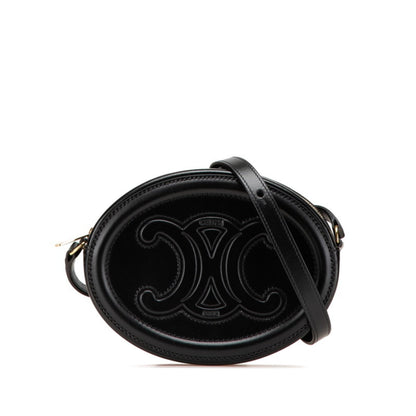 Celine Triomphe Shoulder Bag In Black Leather