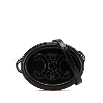 Celine Triomphe Shoulder Bag In Black Leather