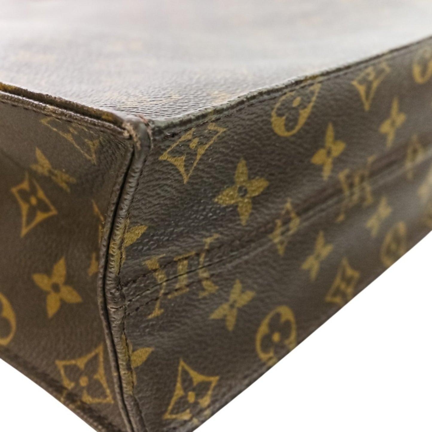 Louis Vuitton Monogram Sac Plat Handbag Tote Bag M51140 Brown