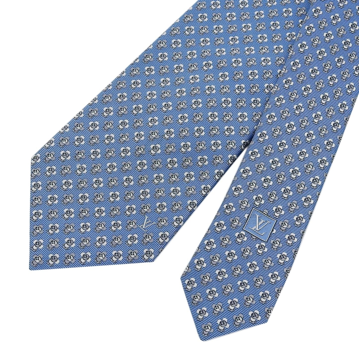 Louis Vuitton 2021 Louis Vuitton Vivienne Lv Logo 100% Silk Tie Blue Made In Italy