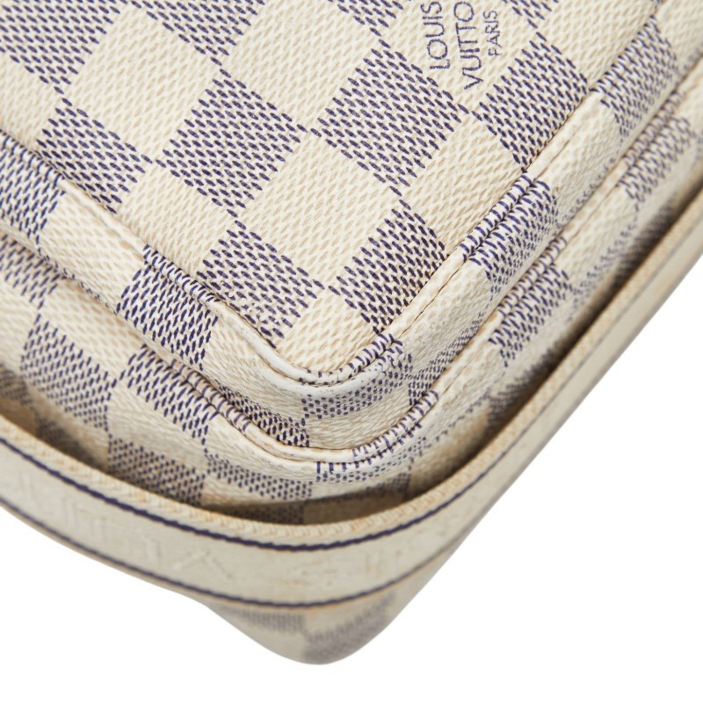 Louis Vuitton Damier Azur Naviglio Shoulder Bag N51189 White Leather