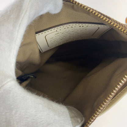 Coach Signature Beige White Gold Hardware Canvas Leather Shoulder Bag Pochette Crossbody