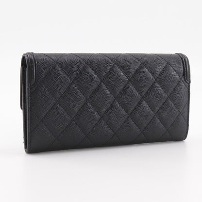 Calfskin Chanel Long Wallet (Bi-Fold) Grained