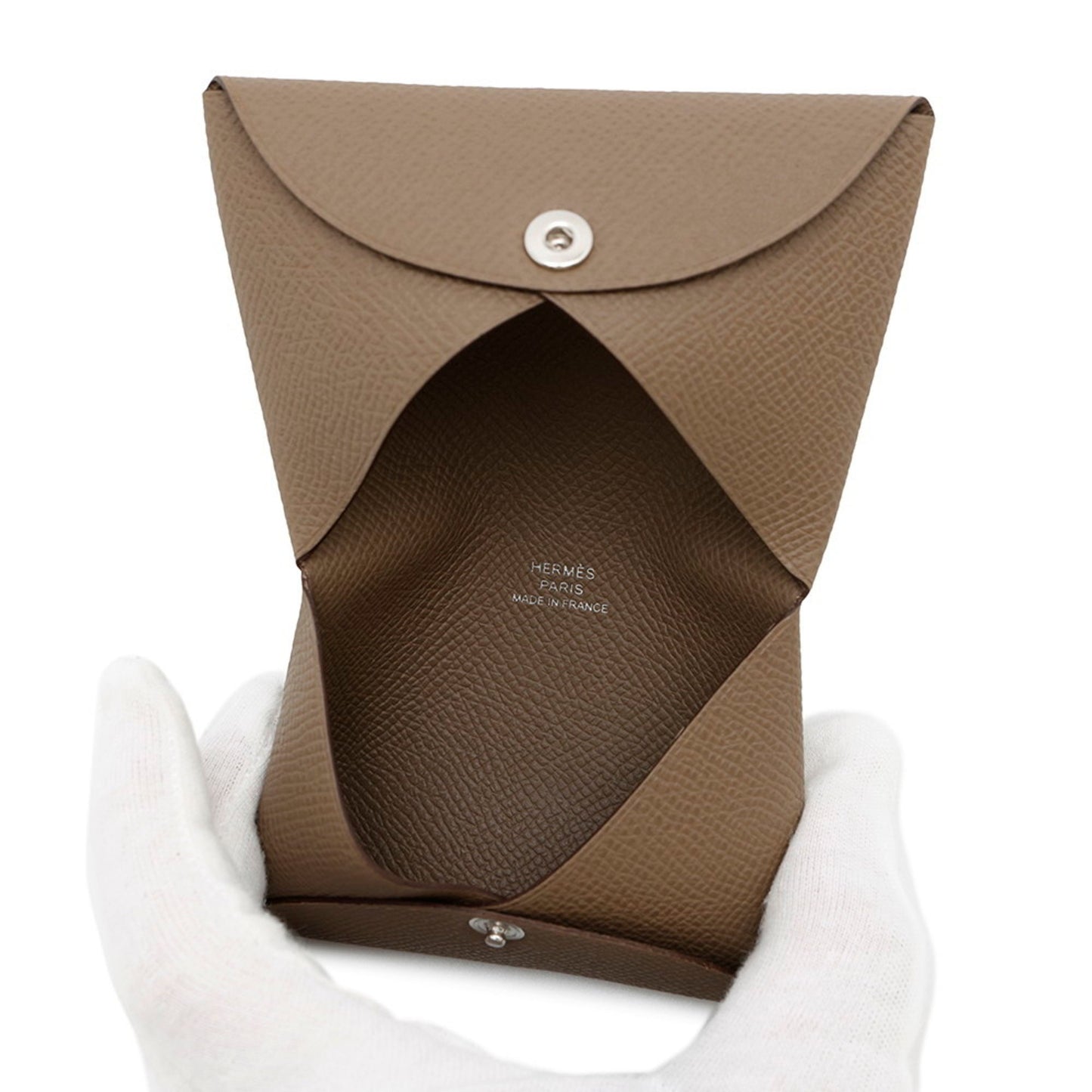 Hermes Herms Calvi Etoupe Card Case With U Stamp