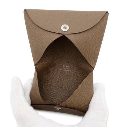 Hermes Herms Calvi Etoupe Card Case With U Stamp