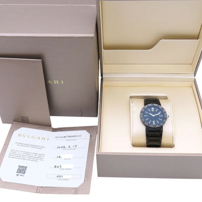 Like New Bvlgari Quartz Black Dlc Coating Bb33S Watch Ss Dial 0175Bvlgari