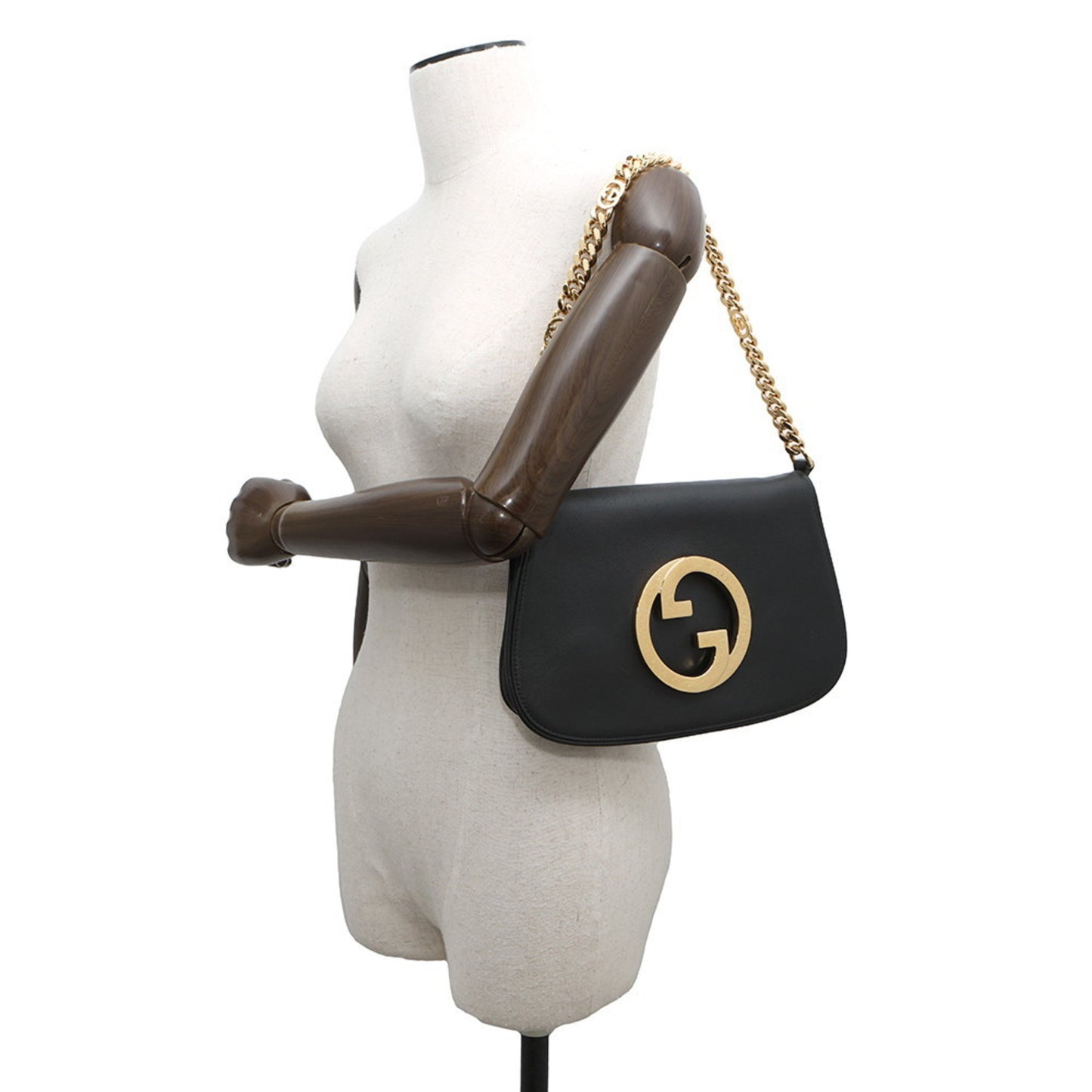 Gucci Blondie Gg Interlocking G Leather Shoulder Bag 699268 Gucci 2-Way Chain Black