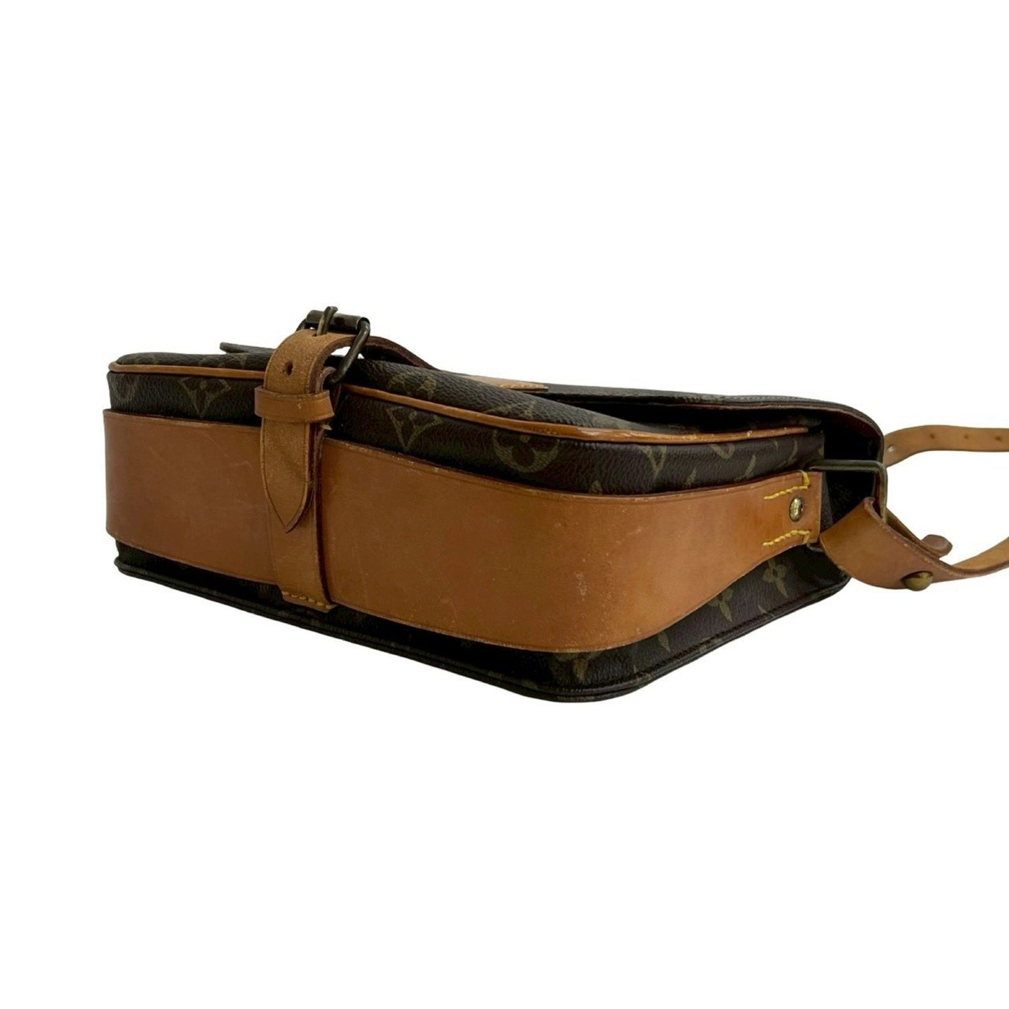 Louis Vuitton Vintage Saint-Cloud Monogram Leather Shoulder Bag/Pochette/Sacoche Brown 36278