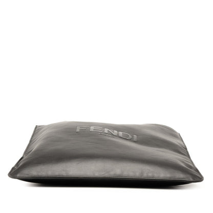 Fendi Logo Tote Bag Shoulder 7Va538 Black Leather