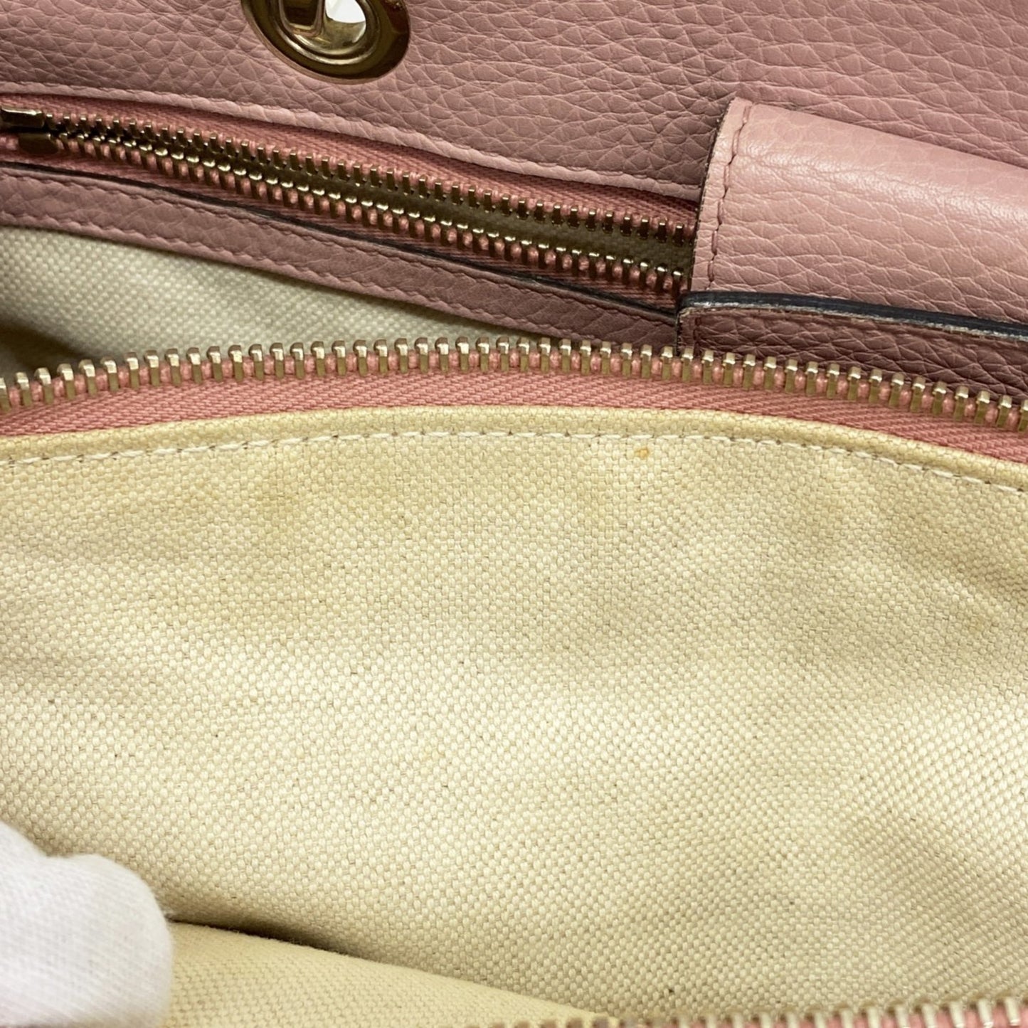 Gucci Bamboo Handbag 323660 Leather Pink Champagne 2-Way Bag