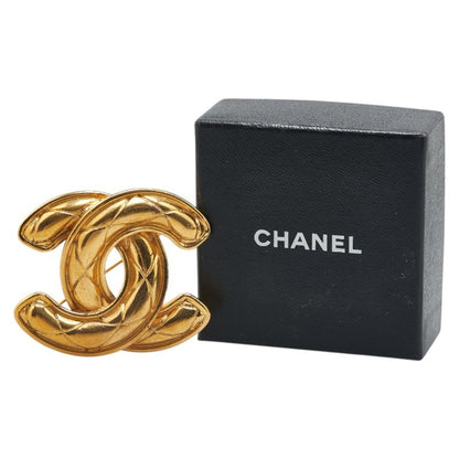 Chanel Matelasse Coco Mark Large Brooch Gold Plated