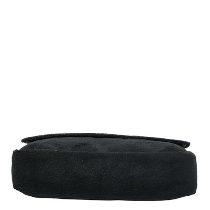 Chanel Coco Mark Novelty Crossbody Shoulder Bag In Black And White With Pile