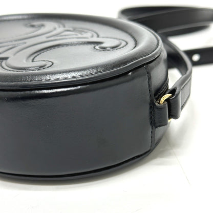 Celine Triomphe Oval Purse Cuir Crossbody Shoulder Bag In Black Leather