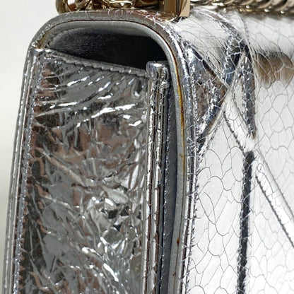 Christian Dior Small Flap Bag Bag Chain Shoulder Shoulder Bag Silver Goldhardware