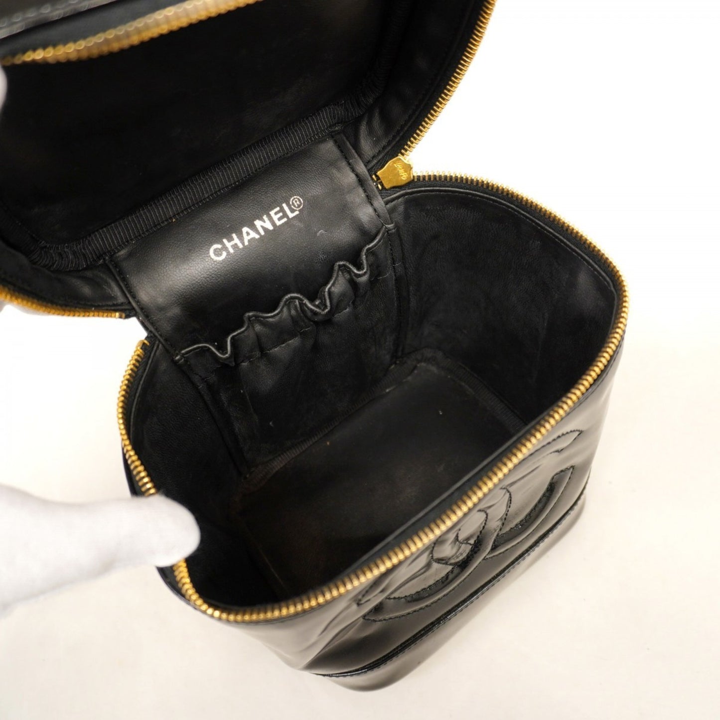 Chanel Vanity Bag Patent Leather Black