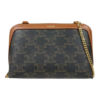 Celine Triomphe Shoulder Bag Coated Canvas 10E382Cbx.04Lu Brown