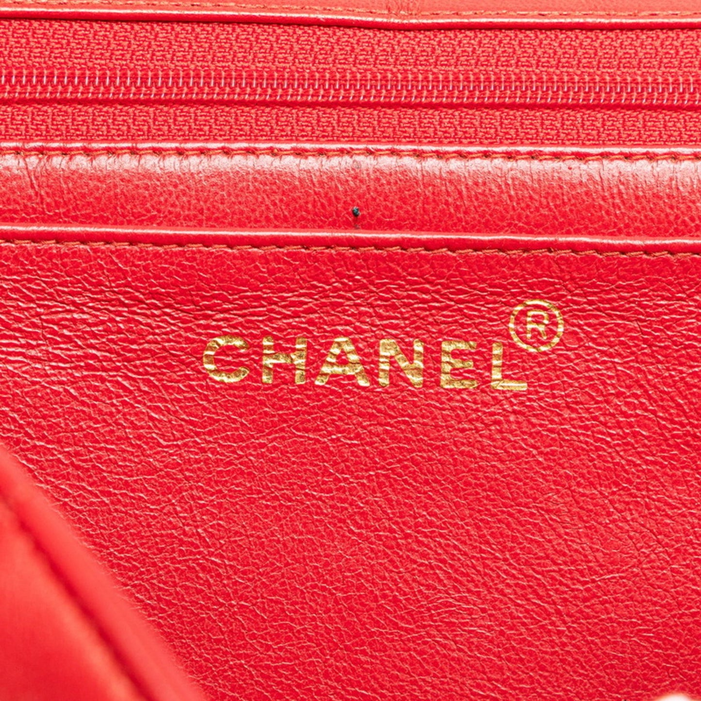 Chanel Mademoiselle Coco Mark Chain Shoulder Bag Handbag Red Lambskin