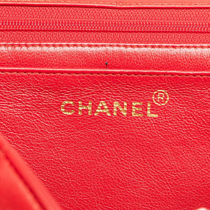Chanel Mademoiselle Coco Mark Chain Shoulder Bag Handbag Red Lambskin