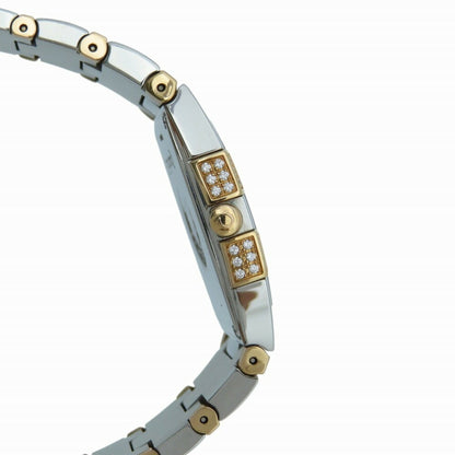 Omega Constellation Quadrella 1286.75 Quartz Watch Ss/Diamond/Pink Gold White Shell 0219Omega