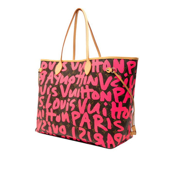 Louis Vuitton Monogram Graffiti Neverfull Gm Tote Bag/Shoulder Bag M93701 Fuchsia Pink Brown Leather
