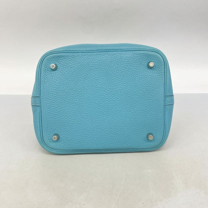 Hermes Herms Picotin Lock Mm Handbag In Taurillon Clemence Blue Atoll